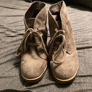 Suede gray heeled booties